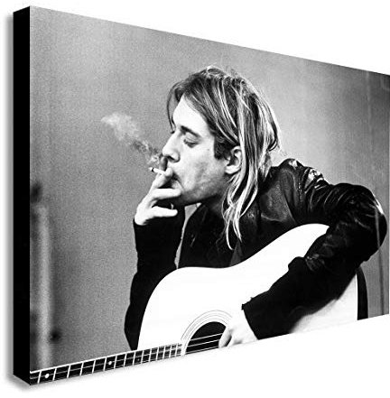 FAB Kunstdruck auf Leinwand, Motiv: Kurt Cobain Smoking – Nirvana Rock Band – verschiedene Größen (A0, 119,4 x 83,8 cm)