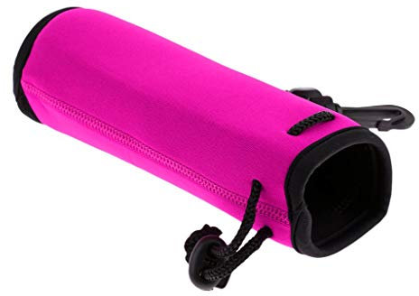 Protable Neoprene Insulated Water Drink Bottle Cooler Carrier Cover Sleeve Tote Bag Pouch Holder Strap for Travel Cycling Climbing Sports Rose Red 6.4 x 17.5cm