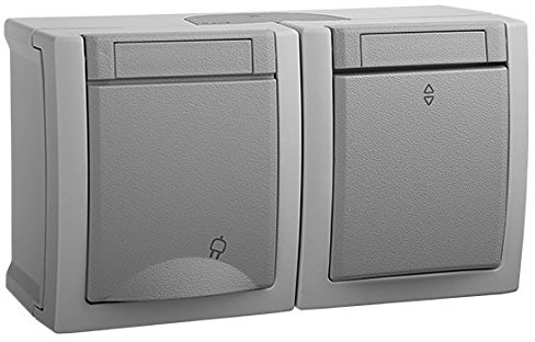 Viko PACIFIC Aufputz (Wechselschalter mit LED/Steckdose) Waagerecht IP54
