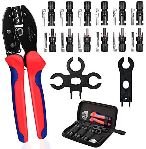 TRAMILY Kit di crimpatura solare per cavo per cavo fotovoltaico 2,5/4,0/6,0 mm², 6 connettori maschio femmina, 1 paio di connettori solari per montaggio strumento chiave