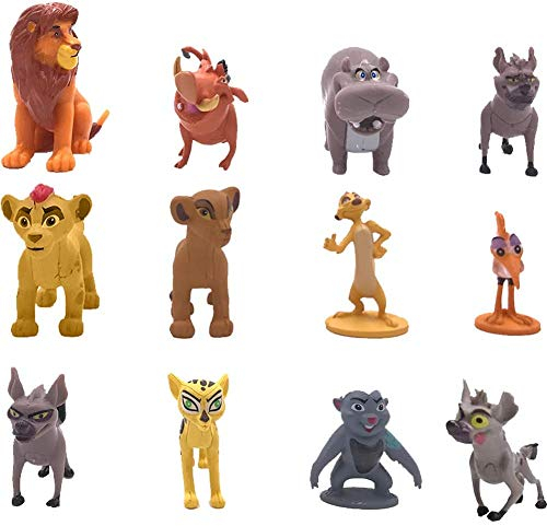 CYSJ Animal Cake Toppers 12pcs Le roi Lion Figurines Décoration de gâteau d'anniversaire de Dessin animé Mini Jouets pour Enfant Fête d'anniversaire Cupcake Décoration