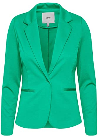 ICHI IHKATE BL Damen Blazer Kurzblazer Jacke Ein-Knopf-Blazer mit Stretch und Reverskragen, Größe:L, Farbe:Holly Green (165932)