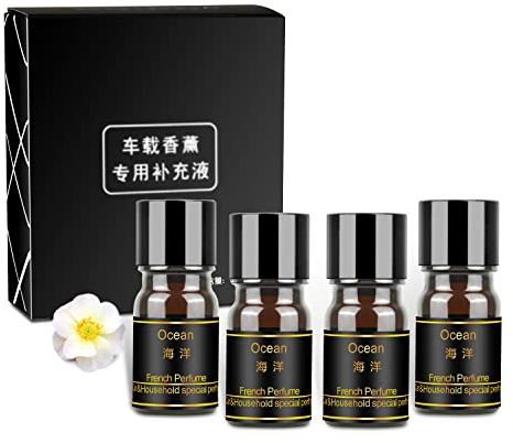 Kwak's Solar Auto Lufterfrischer Nachfüllung, Solar ätherisches Öl Nachfüllung Parfümöl für Auto Lufterfrischer(4 bot)(Ozean)