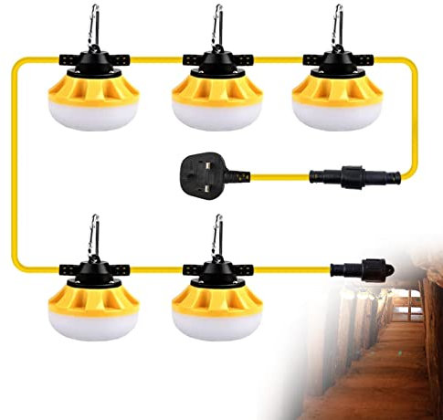 LED Work Light 50FT - 50W Security Lights - 5000K Outdoor String Work Light Temporary Lighting - IP66 Waterproof LED Security Lighting - 5000lm for Construction Sites, Docks, Tunnel [Energy Class F]