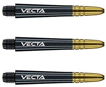 WINMAU Vecta Schwarz und Gold Dazwischenliegend Dartschäfte (Schäfte) – 1 Set pro Packung (insgesamt 3 Schäfte)