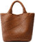 JQTOP Gewebte Tasche für Damen, veganes Leder, Tragetasche, groß, Sommer, Strand, Reisen, Handtasche und Geldbörse, Retro, handgefertigte Umhängetasche, braun, Retro