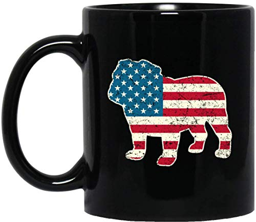 Mug humoristique Bulldog anglais Lover Drapeau américain Tasse à café pour la maison et le bureau