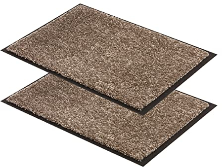 Astra strapazierfähige Schmutzfangmatte – rutschfeste Türmatte – Fußmatte innen Sauberlaufmatte – Eingangsmatte robust – Vorleger Taupe 60x80 cm 2er Set