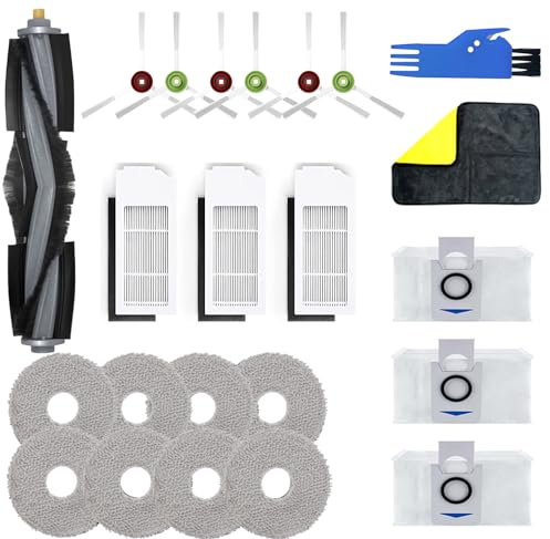 Yivy Lot de 23 Pièces de Rechange pour Ecovacs Deebot X1 Omni Aspirateur, X1e Omni Piece Detachee, 1 Brosse Principale, 6 Brosses latérales, 3 Filtres HEPA, 3 Sacs à Poussière, 8 Serpillières