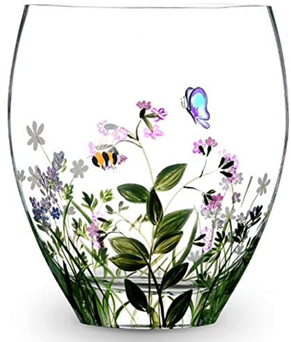 Nobile Glassware Butterfly & Bee Curved Vase - 21cm 2334-22