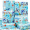 Ocean Geschenkpapier – Geburtstags-Geschenkpapier für Jungen und Mädchen mit niedlichen Walen, Delfinen, Fischen, 6 große Bögen, meerblaues Geschenkpapier für Babyparty, flach gefaltet, 68 x 94 cm
