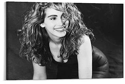 FLYUFO Julia Roberts Schauspieler-Poster, Retro-Poster, Schwarz-Weiß, Kunst-Poster, Wandkunst, Poster, Drucke, Heimdekoration, Bild