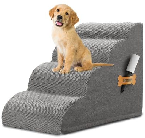 Escaleras y Rampa para Perros - para Cama Alta y Sofá - Cubierta de Tela Duradera Antideslizante e Impermeable - para Mascotas Pequeñas y Gatos