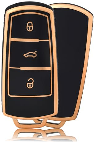 OFFCURVE Schlüsselhülle Autoschlüssel Hülle, Schlüsselcover Schlüsselgehäuse Schutzhülle für VW Volkswagen CC Passat B6 B7 3C CC GTI Alltrack Variant Magotan B5 Cady Golf Polo Sharan