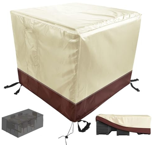 Rattan Garden Furniture Covers 200*160*70cm Cover For Garden Furniture Waterproof Windproof Anti-UV Outdoor Patio Table Covers For Chair And Table Rattan Sofa －Beige Brown