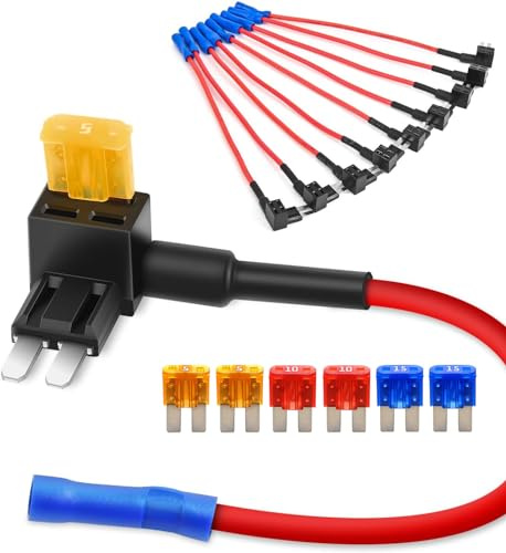 GUUZI 10 Stück 12–24 V Micro 2 Auto Add-a-Circuit Fuse TAP Adapter Micro 2 APT ATR Flachsicherungsset für Autos LKW Boote mit 5/10/15 Ampere Sicherung
