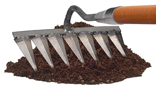 Garden Hark Gartenrechen Rechen Harke Rasenrechen | Metall Rechen Laubbesen Laubrechen Rasenrechen Traditionelles Gartenrechen Für Jäten/Lockern/Säen (ohne Stock)