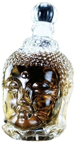 BAOSHAO Buddha Head Skull Whiskey Decanter Bottle, Glass Decanter with Airtight Stopper, Wine Decanter for Wine, Bourbon, Brandy, Liquor, Juice, Water Great Gift for Man (Color : Buddha Head)