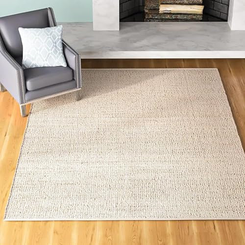 The Home Talk Jute Cotton Area Rug - Handcrafted Traditional Rugs - Hand Woven Rug - Natural Rugs for Entryway Bedroom, Dining Room, Rustic Bohemian Décor - Eco-Friendly - 4’ x 6’ - Natural Beige