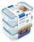 Addis Clip Tight Food Storage Containers 240 ml Rectangle Pack Of 3 Airtight Containers Bpa Free Easy Locking Lid Clips, Clear Transparent