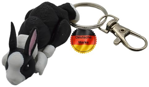 Keyspace Porte-clés lapin petit - Pendentif petit lapin imprimé 3D - Porte-clés écolier - Porte-bonheur spécial - Cadeaux de rentrée scolaire - Lapin mignon, Noir , taille unique