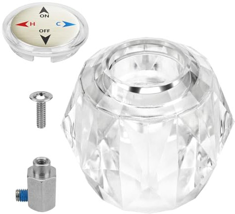 Apopip Duscharmaturgriff RP41661-Y, Transparent, Modisch, Glasfaser, Ersatz für Delta Foundation & Peerless Classic, Einhandarmatur mit Knopf, Schraube, Anschluss & Stellschraube