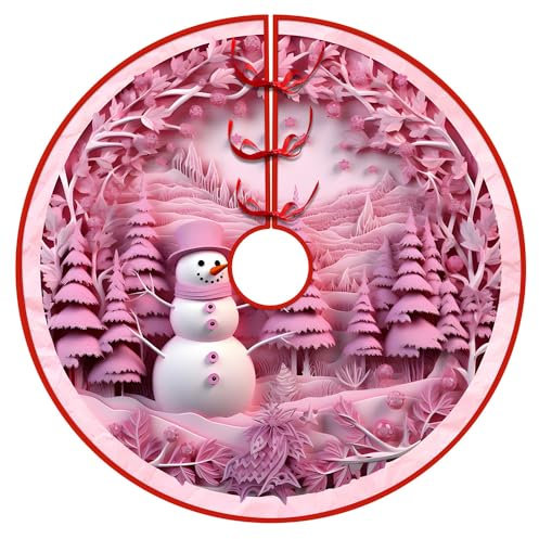 Morbuy Weihnachtsbaumdecke 75/90/120cm, Party Weihnachtsbaum Rock Rund, Weihnachtsbaum Weihnachtsdeko, Rund Christbaumdecke für Neujahr Zuhause Feier Weihnachten Deko (Rosa,90cm)