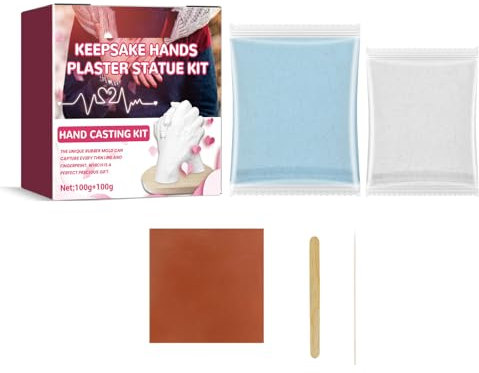 Clone Kit Calco Mani Coppia,Kit per Calco in Gesso per Regalo di Coppia,Alginato e Gesso per Stampi,Regalo Personalizzato,Regali per Lei,Scultura Mani Coppia