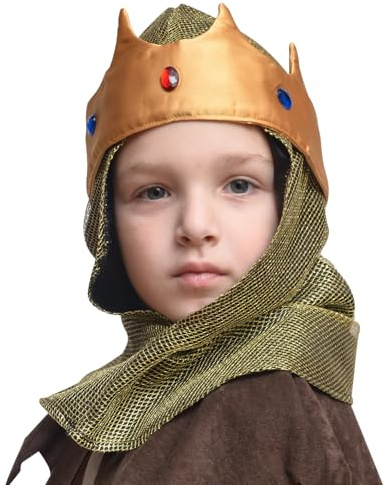 Zebra & Friends König Arthur Set – König Kostüm Kinder mit Krone & Kettenhaube – Ritter Kostüm für Jungen – Perfekt für Fasching & Kindergeburtstag - Märchen Kostüme für Kinder
