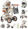 Zkiprm Kinderwagen 3 in 1 mit Autositz-Kombination, verstellbarer Griff Buggy Aluminium Rahmen hohe Landschaft Moskitonetz/regen Abdeckung/Mama Tasche enthalten, geeignet für Neugeborene 0-3 Jahre alt