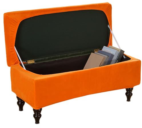 ZRCYXDW Samt Ottomane Schonbezug, Weiche Hockerbezug Rechteckig Faltbare Hocker Protector Dick Abnehmbarem Ottomane Abdeckung-Orange-Small