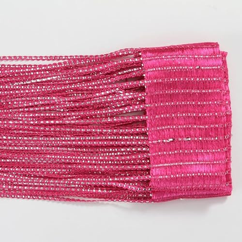 YKAFADE 1 Stück Fadenvorhang 100x200cm Fadengardine Fliegenvorhang Glitzer Türvorhang Fenstervorhänge Raumteiler Quaste Vorhänge für Zuhause Terrasse Schlafzimmer,Hochzeit,Restaurant -Rose