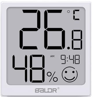 BALDR Wetterstation mit Hygrometer Feuchtigkeit Digital – Thermometer Innen mit Luftfeuchtigkeitsmesser - Raumthermometer Innen mit Luftqualität Messgerät – Feuchtigkeitsmesser Zimmerthermometer