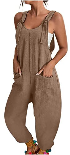 Salopette Nera Donna Estiva Comode Morbida Jumpsuit Gamba Larga Monopezzi Overall Tuta Intera Vintage Senza Maniche Regolabile Cinghie Pantaloni Baggy Oversize Playsuit Leggera Salopette Premaman