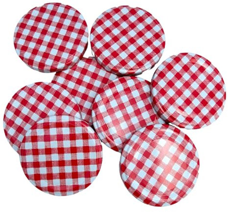 Bramley & Sage 63mm Red Gingham Twist-Off Replacement Jam Jar Lids (Set of 12)