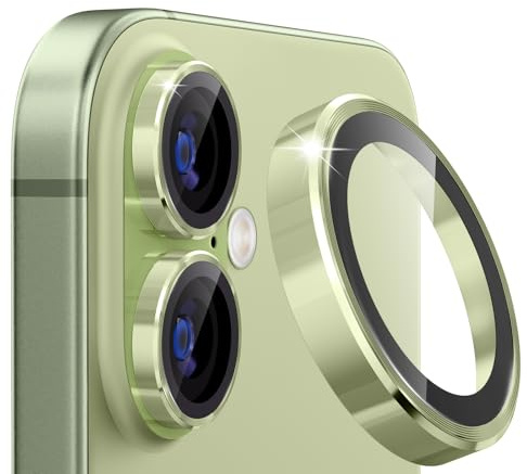 imluckies Camera Lens Protector for iPhone 17 6.3, [AR+AF] HD Clear Tempered Glass Lens Cover, 9H Hardness Scratch Resistant Individual Metal Ring, Case Friendly & Easy Install, Sage Green