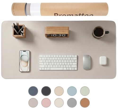 PROMATTOO XXL Schreibtischunterlage aus veganem Leder – Rutschfest, geruchsfrei & wasserabweisend – Edle Laptop-Matte mit Geschenkverpackung für Büro, Homeoffice & mehr – Keine störenden Kanten!