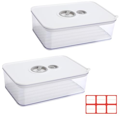 VQBKHO 2 cajas de queso con tapa de 1250 ml, para frigorífico, fiambreras para frigorífico con temporizador, caja de queso para el frigorífico, organizador para refrigeración, adecuado para guardar