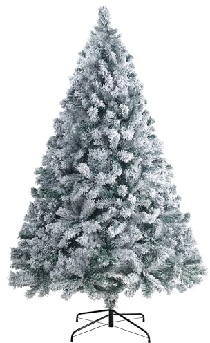 4ft Snow Flocked Artificial Christmas Tree with 320 Tips Realistic Holiday Premium Full Winter White Pine Xmas Tree, Full Appearance Snowy Easy Assembly with Sturdy Metal Stand 120cm