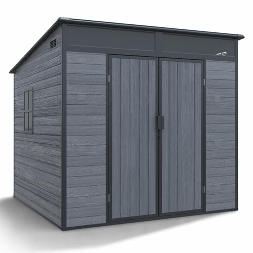 Gartenhaus Penta 4,4m² Kunststoff | Polypropylen (PP) Geräteschuppen witterungsbeständig 198 x 203 x 204 cm (B x T x H) dunkelgrau/schwarz