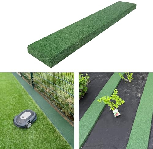 Rasenkante & Gartenweg aus Gummigranulat 100x15x3,5cm – rutschhemmend & wetterfest – grün – Flexible Beeteinfassung, Schutz fürs Mähroboter & weicher Gehweg