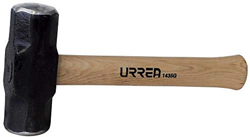 URREA Sledge Hammer - 4-Pound Steel Head Drilling Hammer with Forged Striking Head & Hickory Wood Handle - 1435G