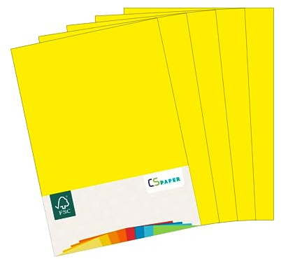 MADE IN EU 20 Blatt farbiges Papier GELB A4 80 g/m² CS Paper - Druckerpapier, Kopierpapier, Universalpapier zum Drucken, Basteln & Falten im Format DIN A4. Papier für den Heim- & Bürobedarf