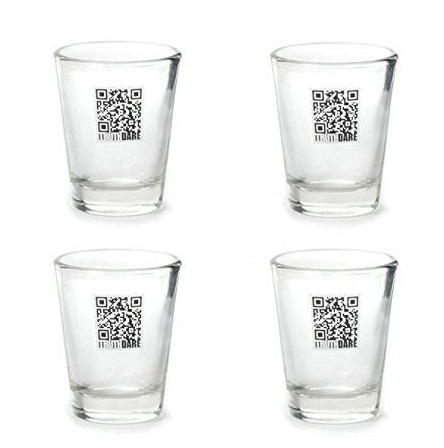 Kikkerland Truth or Dare Shot Glass, Set of 4, Clear