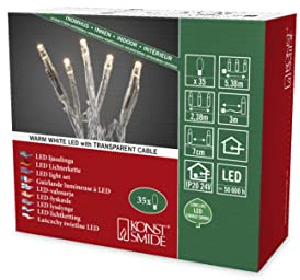 Konstsmide Micro LED Lichterkette, 35 warm weiße Dioden, 24V Innentrafo, transparentes Kabel - 6352-123