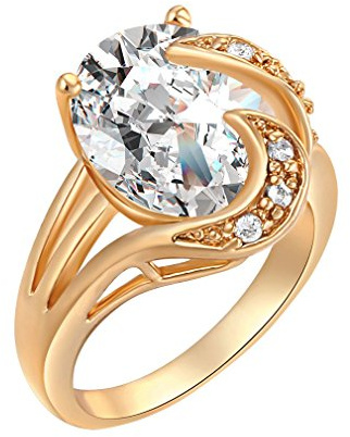 YAZILIND 18K Elegante Gorgeour Solitaire Crystal Weiß Ring Partei Frauen Gold überzogenes Present 9