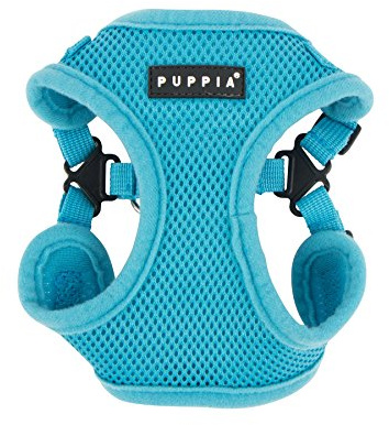 Puppia 4-Point-Dog Harness small dog and medium dog harness - Super soft and comfortable in many colours - Also usable as Puppy Harness - Anti Pull Dog Lead, Sky Blue