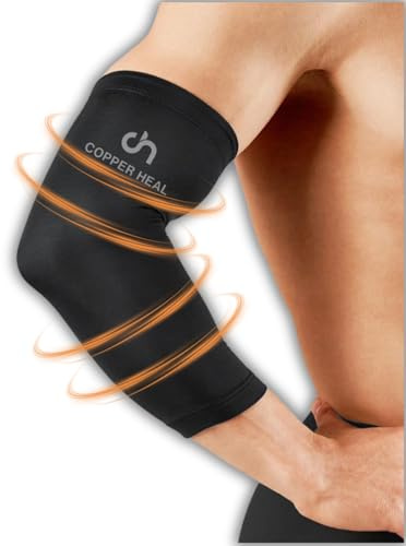 COPPER HEAL Elbow Sleeve Ellenbogen-Kompressionshülse - Genesung Ellenbogenbandage GARANTIERT höchsten infundiert Inhalt Unterstützung steife Muskelkater Gelenke Arm Tennis Wrap Elbow sleeve brace