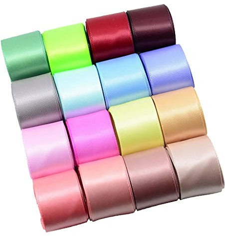 Sharplace 16 Farbiges Set Doppelseitiges Satinband Schleifenband Geschenkband 25mm