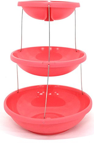 3 Tier Twistfold Party Serving Plastic Stand With Bowls/Platter Rack (PINK)